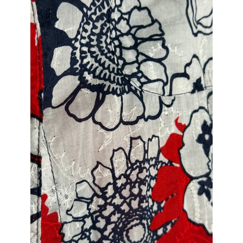 Samantha Grey Floral Print Button Down Top Red Blue White Size 16 Comfy Casual - Picture 3 of 7